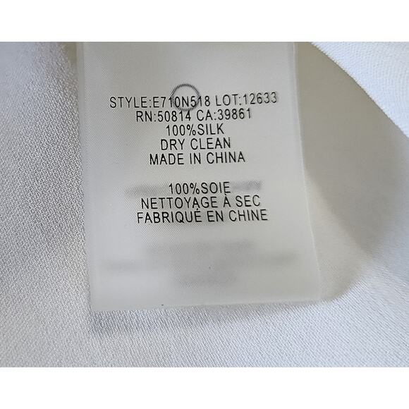 ELIE TAHARI Women's M Piper Silk Blouse Cream Button Up Pleated Embroidered 38" - Picture 4 of 8